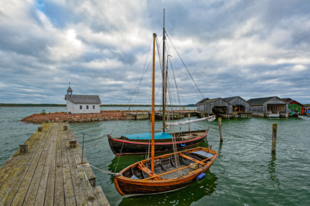 Assorted boats in restored maritime quarter Sjovarteret of the Slemmern Eastern Harbour